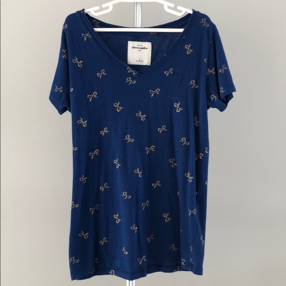 Abercrombie Kids T Shirt Blue with Bows Size Small S